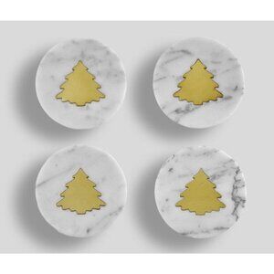 Pottery Barn Marble Tree Inlay Coasters - Set Of 4 NEW